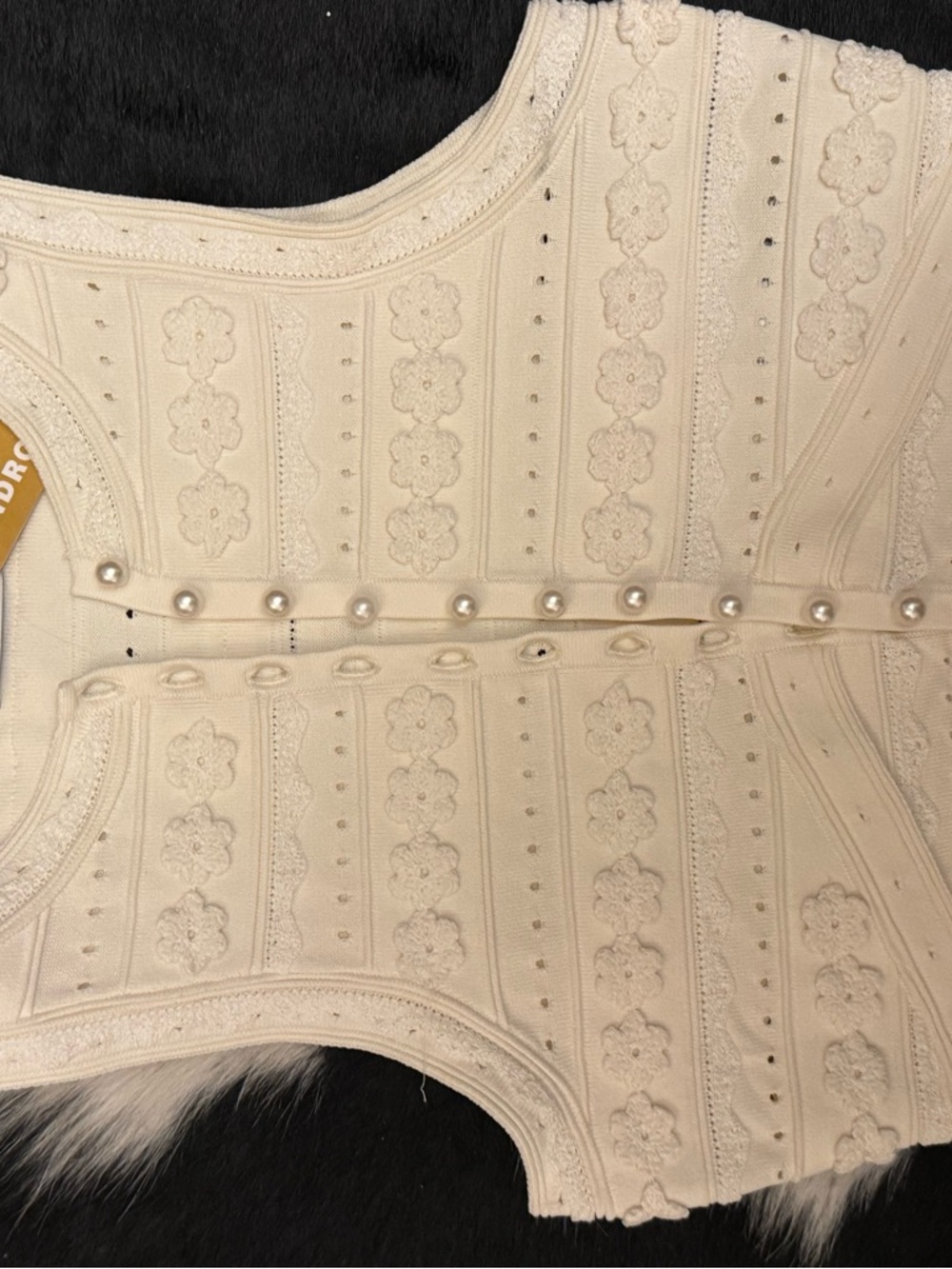 Sandro Propriano Ivory Floral Sleeveless top with pearl details - Picture 6 of 6